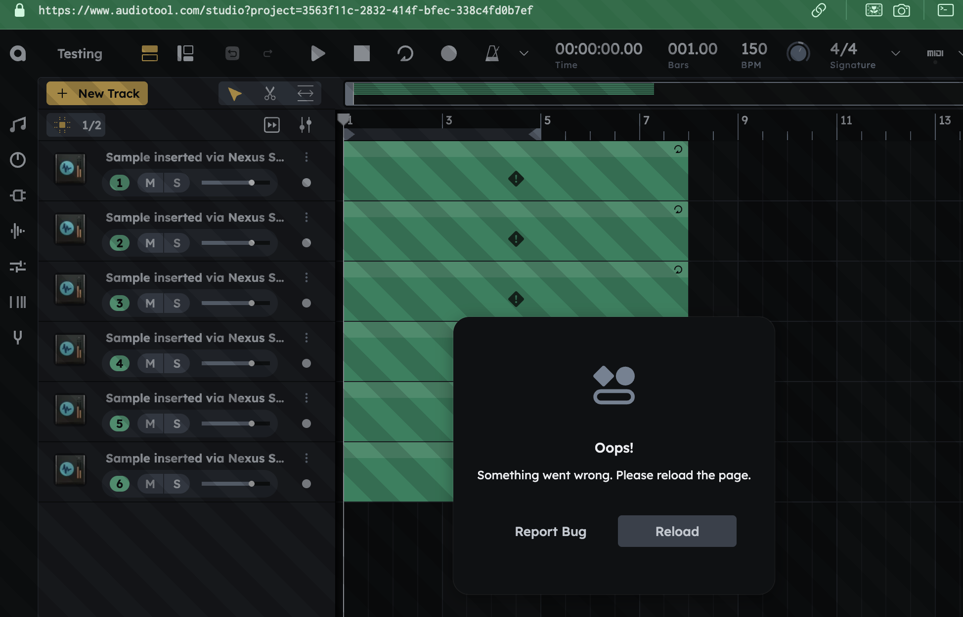Audiotool web studio mirroring the Ableton set