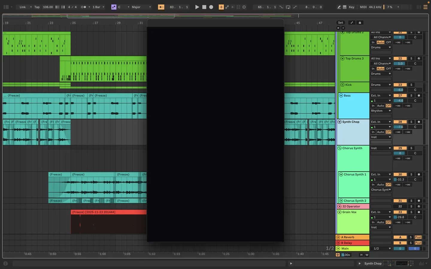 An Ableton Live session with the Seedbed extension open